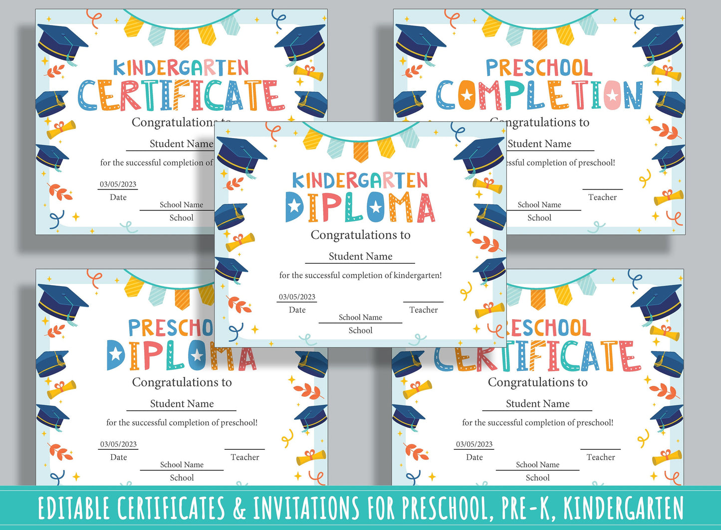 Kids' Fun Certificate and Invitation Collection: 37 Editable Pages for Celebrations and Events, PDF File, Instant Download