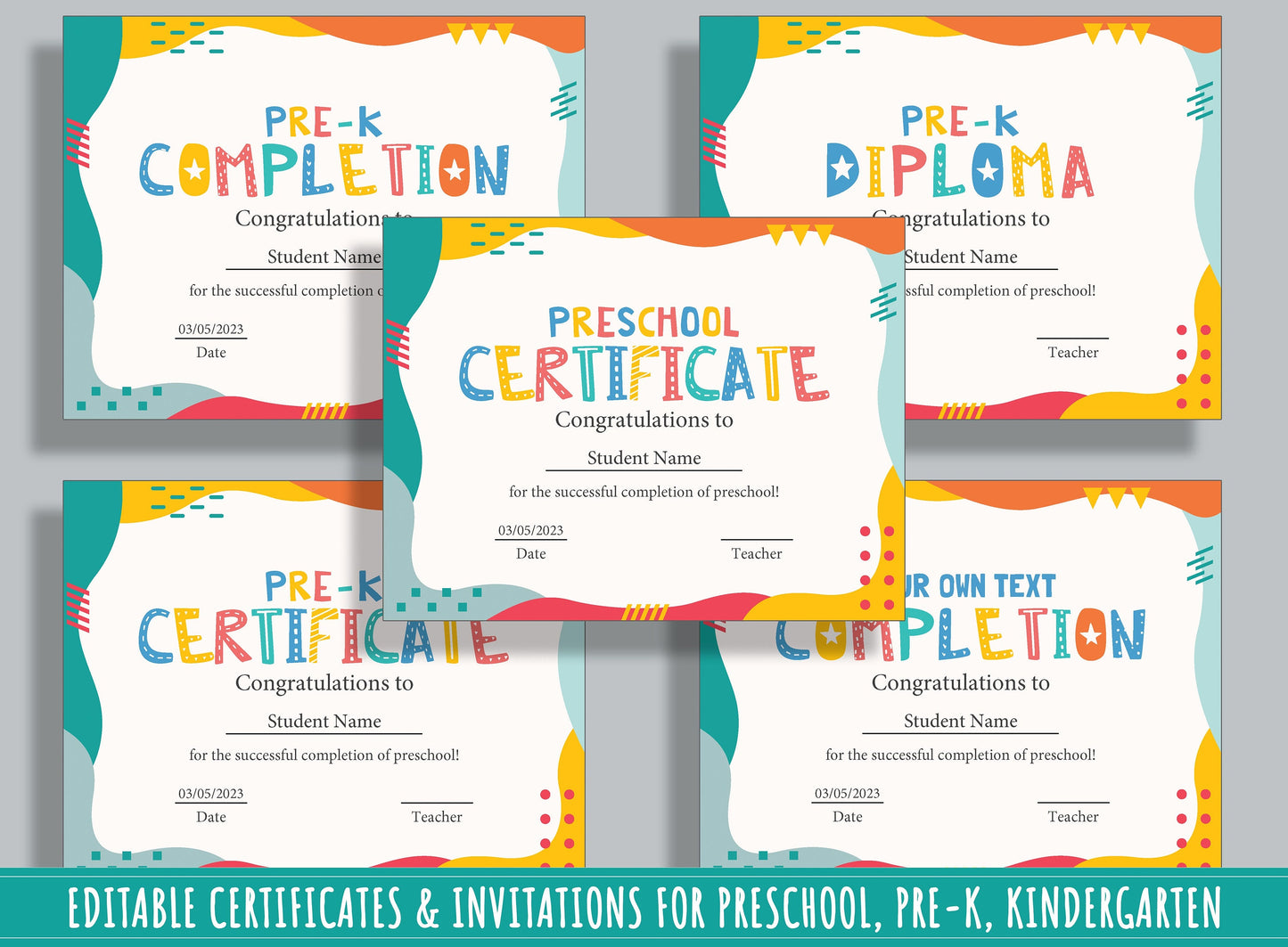 Diploma Certificate for Preschool and Elementary School Kids, 37 Editable Pages for Celebrations and Events, PDF File, Instant Download