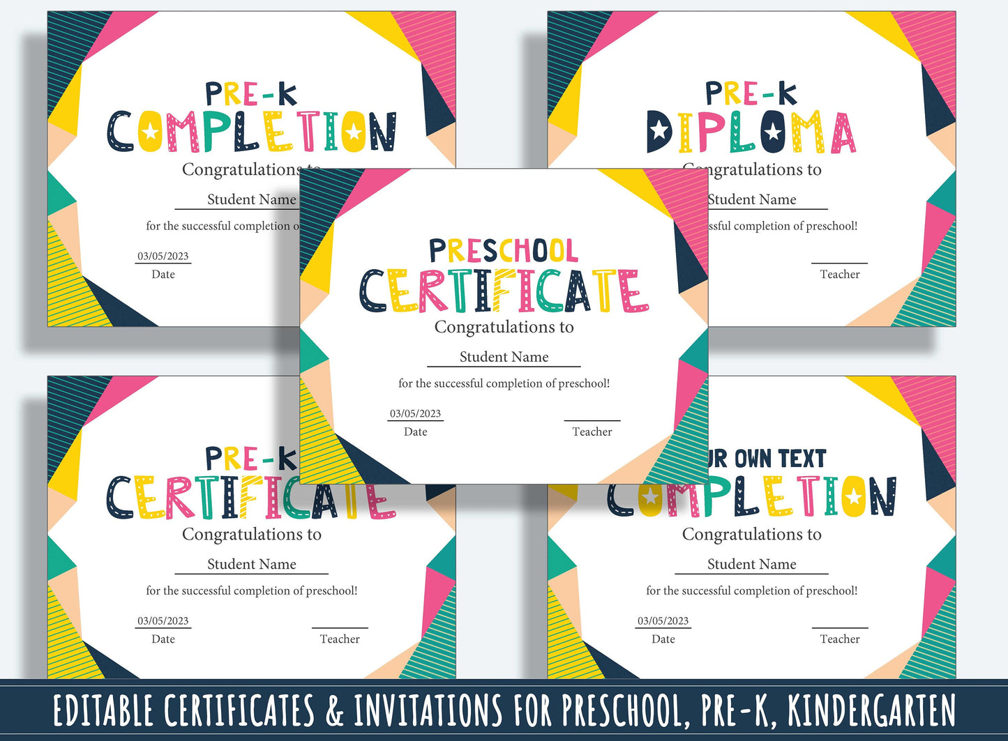 Editable Star Student Certificate, End of the Year Award, Diploma & Invitation for PreK and K, PDF File, Instant Download