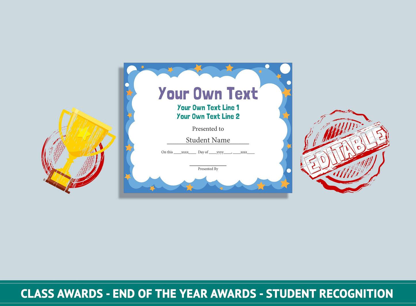 26 Editable Class Awards - End of the Year Awards - Student Recognition, PDF File, Instant Download