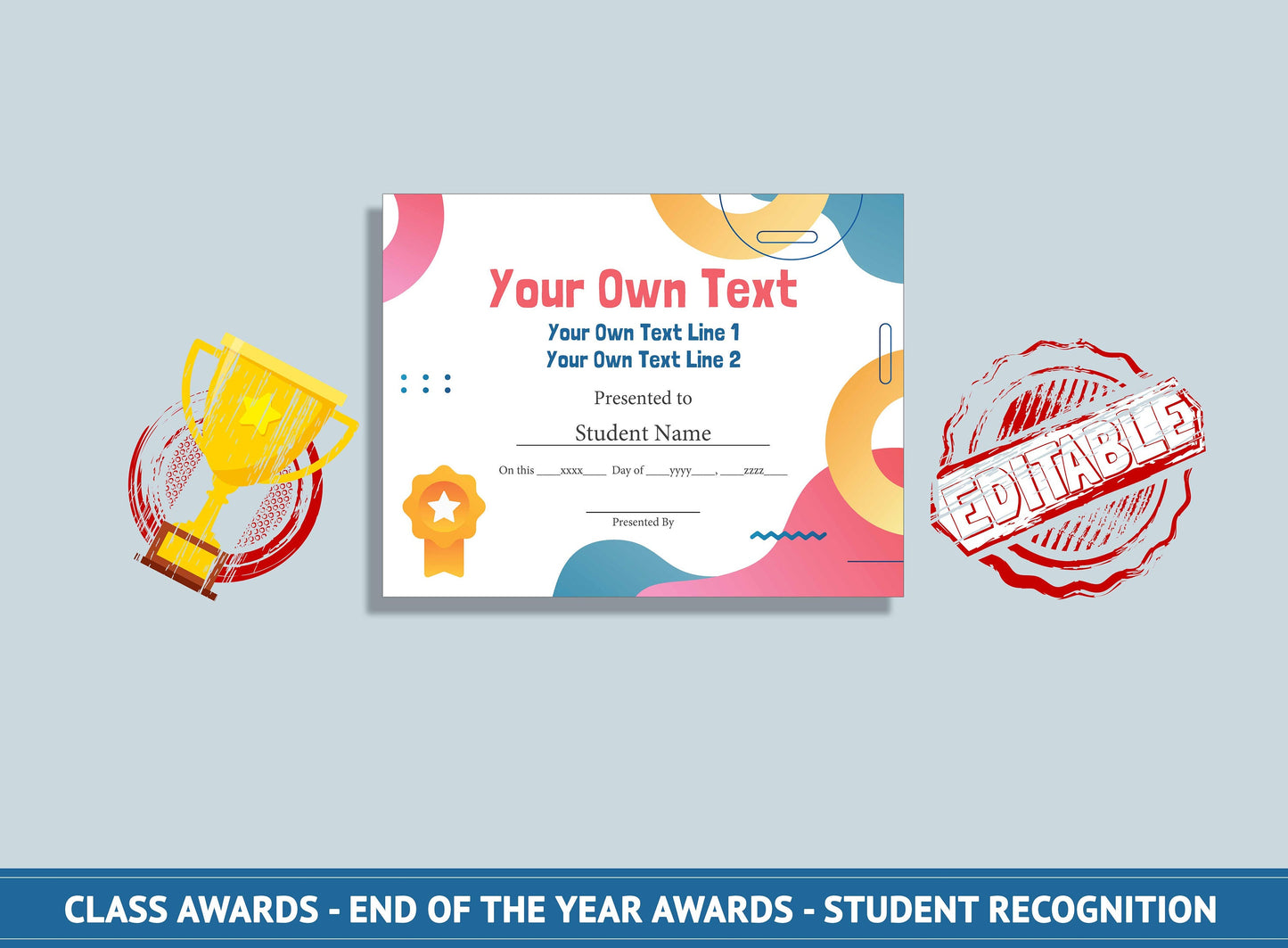 Editable Class Awards - End of the Year Awards - Student Recognition, PDF File, Instant Download