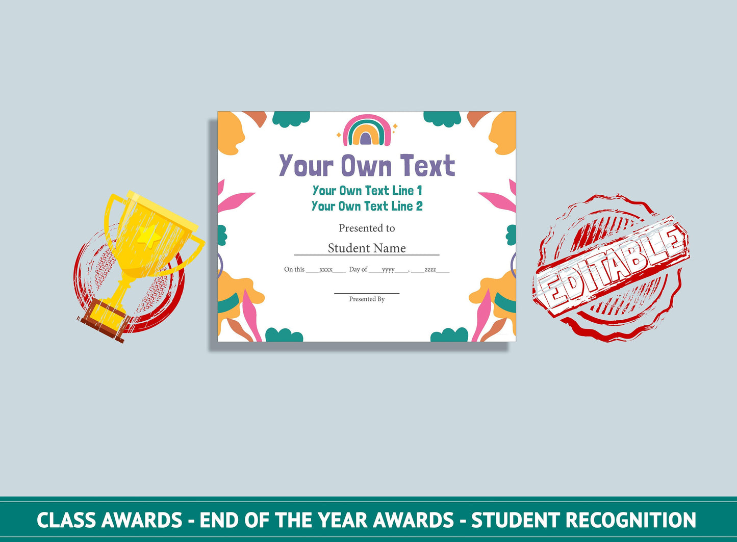 Editable End of Year Classroom Awards - End of the Year Awards - Student Recognition, PDF File, Instant Download