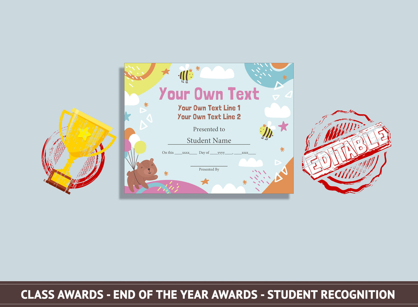 Editable End of the Year Classroom Awards - Student Recognition, PDF File, Instant Download