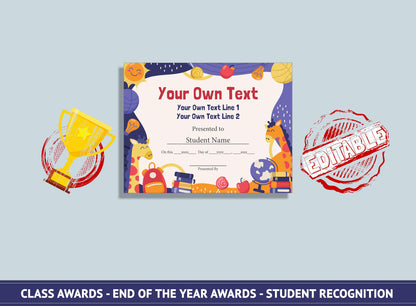 Editable Funny Classroom Awards, End of the Year Classroom Awards - Student Recognition, PDF File, Instant Download