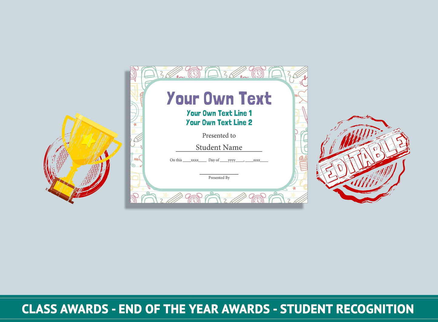Editable Star Student Certificate, Annual Awards, End of School Year Awards, Student Recognition, PDF File, Instant Download