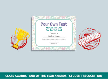 Editable Star Student Certificate, Annual Awards, End of School Year Awards, Student Recognition, PDF File, Instant Download