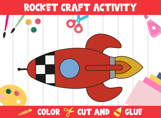 Rocket Craft Activity - Color, Cut, and Glue for PreK to 2nd Grade, PDF File, Instant Download