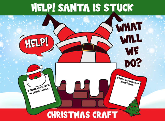 Help! Santa is Stuck in the Chimney, Fun Christmas Craft Activity - Color, Cut, and Glue, PDF File, 27 Pages, Instant Download
