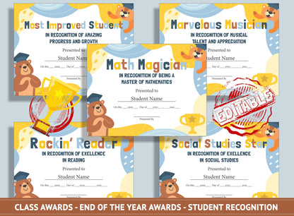 Editable Superlative Awards, End of the Year Classroom Awards, Student Recognition, PDF File, Instant Download