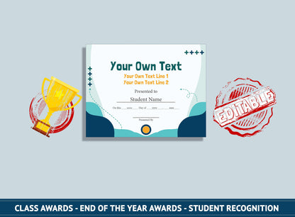 Editable Annual Awards, End of the Year Activities, End of School Year Awards, Student Recognition, PDF File, Instant Download