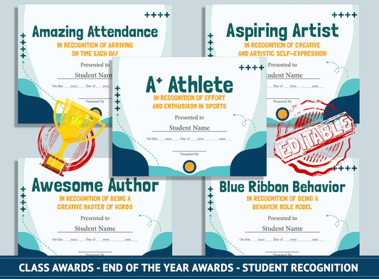 Editable Annual Awards, End of the Year Activities, End of School Year Awards, Student Recognition, PDF File, Instant Download