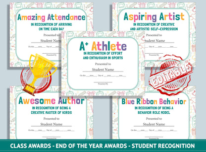 Editable Star Student Certificate, Annual Awards, End of School Year Awards, Student Recognition, PDF File, Instant Download