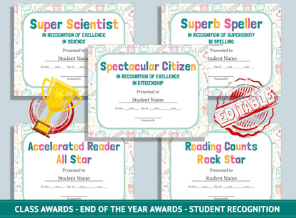 Editable Star Student Certificate, Annual Awards, End of School Year Awards, Student Recognition, PDF File, Instant Download