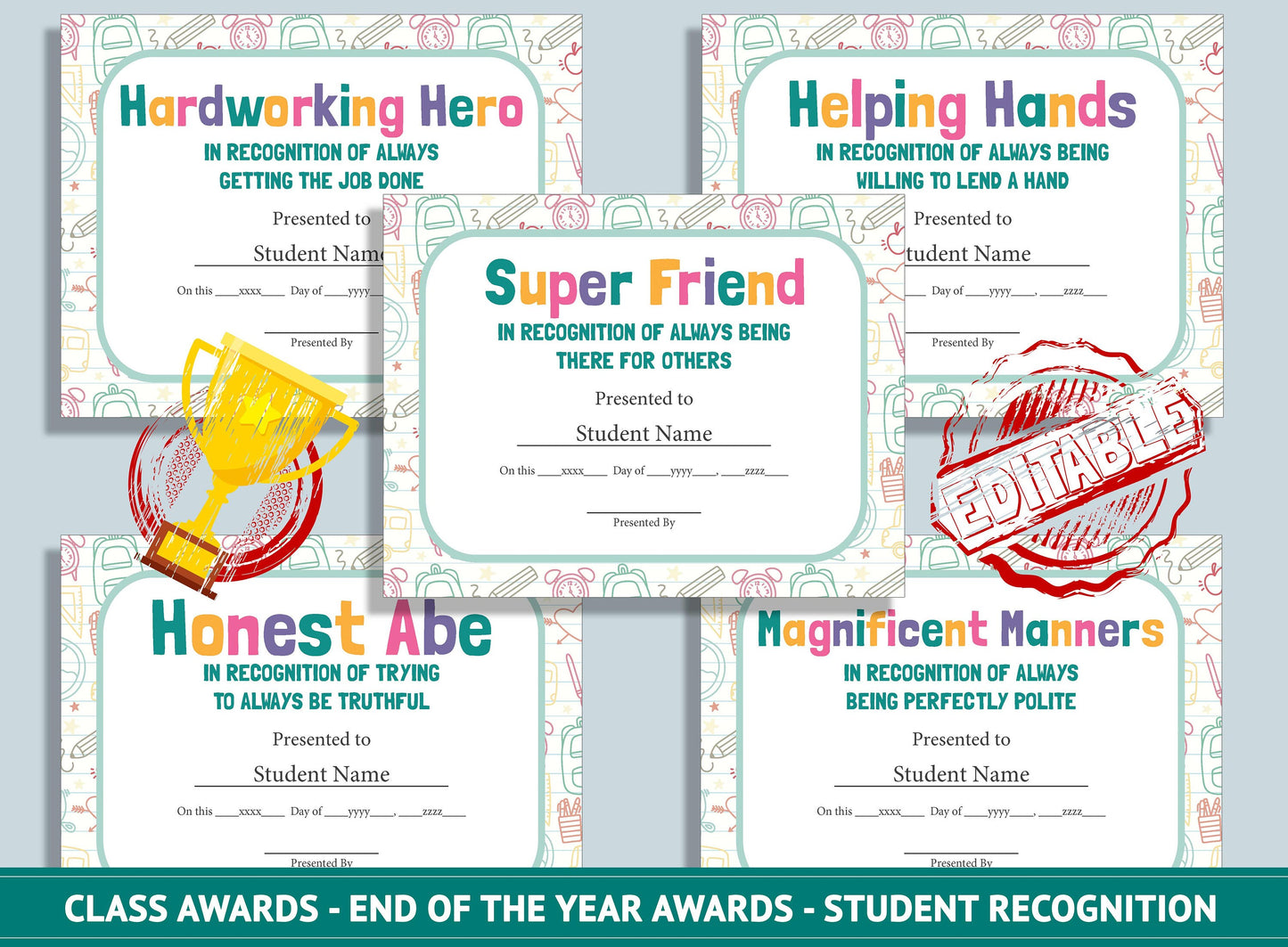 Editable Star Student Certificate, Annual Awards, End of School Year Awards, Student Recognition, PDF File, Instant Download