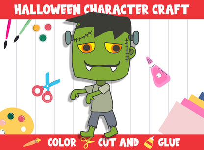 Halloween Character Craft Activity - Color, Cut, and Glue for PreK to 2nd Grade, PDF File, Instant Download