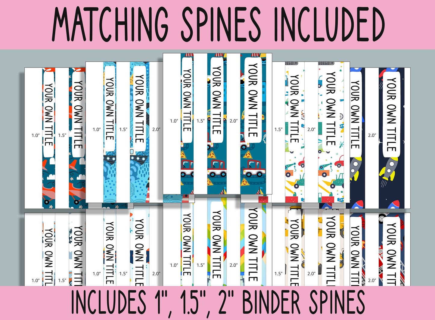 10 Editable Vehicle Binder Covers, Includes 1, 1.5, 2" Spines, Available in A4 & US Letter, Editing with PowerPoint or PDF Reader