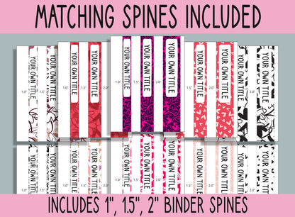 10 Editable Heart Binder Covers, Includes 1, 1.5, 2" Spines, Available in A4 & US Letter, Editing with PowerPoint or PDF Reader