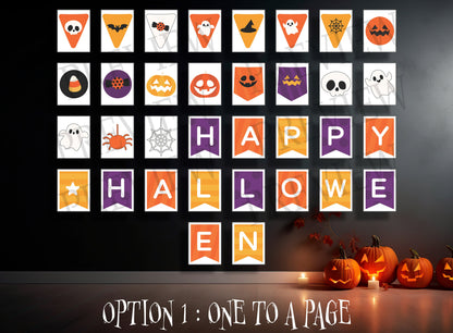 Halloween Bunting Banners: A Ghoulishly Good Choice for Classroom Decor, 85 Pages, 3 Size Options Includes, PDF, US Letter, Instant Download