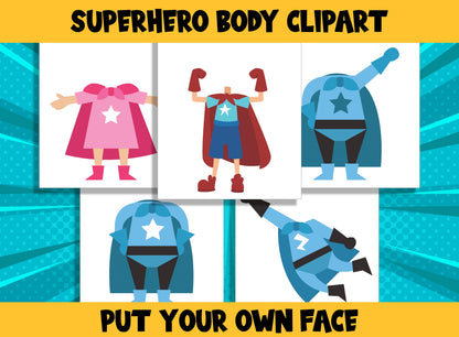 Superhero Kids Body Set for PreK to 6th Grade, 20 Pages, PDF File, Instant Download