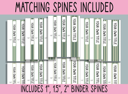 10 Editable Strip Pattern Binder Covers, Includes 1, 1.5, 2" Spines, Available in A4 & US Letter, Editing with PowerPoint or PDF Reader