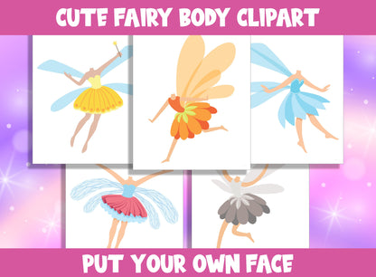 Cute Fairy Body Clipart Collection for PreK to 6th Grade, 20 Pages, PDF File, Instant Download