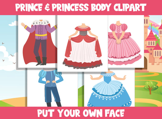 Prince and Princess Body Clipart Collection for PreK to 6th Grade, 20 Pages, PDF File, Instant Download