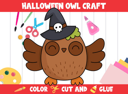 Halloween Owl Craft Activity - Color, Cut, and Glue for PreK to 2nd Grade, PDF File, Instant Download