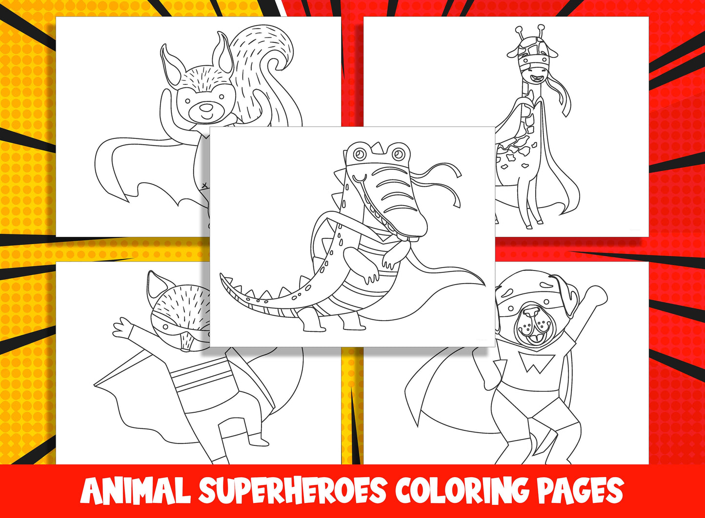 Animal Superheroes Coloring Pages: 20 Epic Designs, PDF File, Instant Download