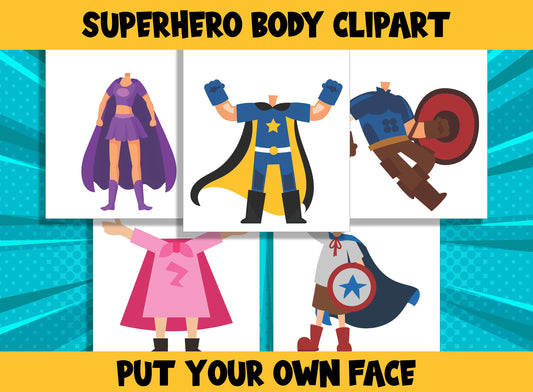 Superhero Kids Body Set for PreK to 6th Grade, 20 Pages, PDF File, Instant Download