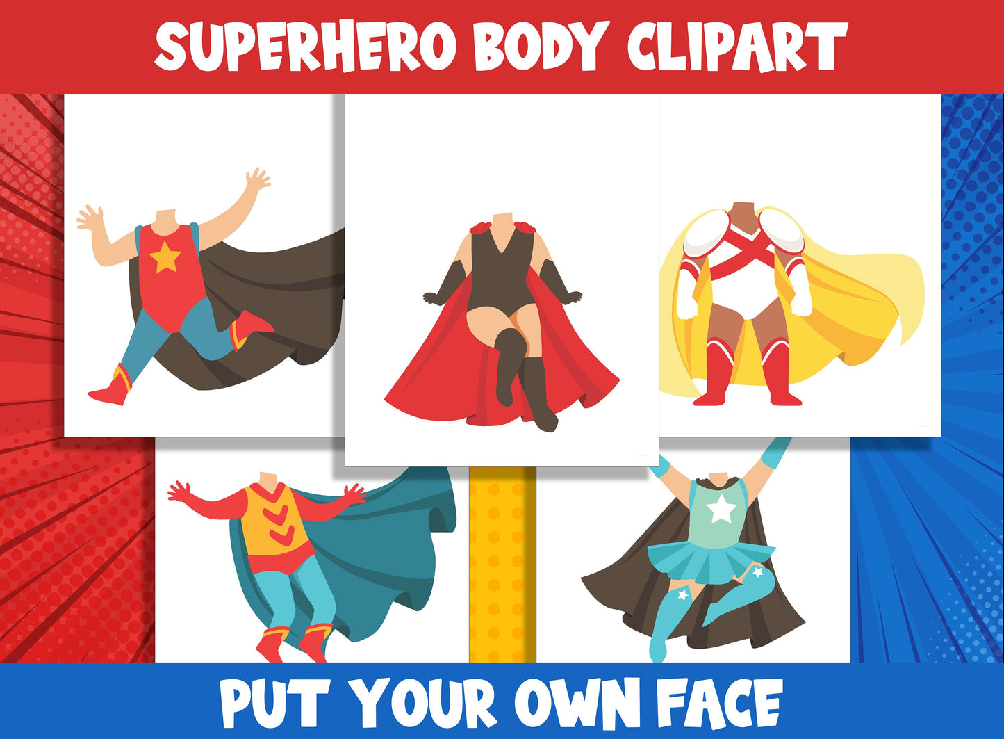 Printable Kids Superheroes Body Bundle, 20 Pages, PDF File, Instant Download