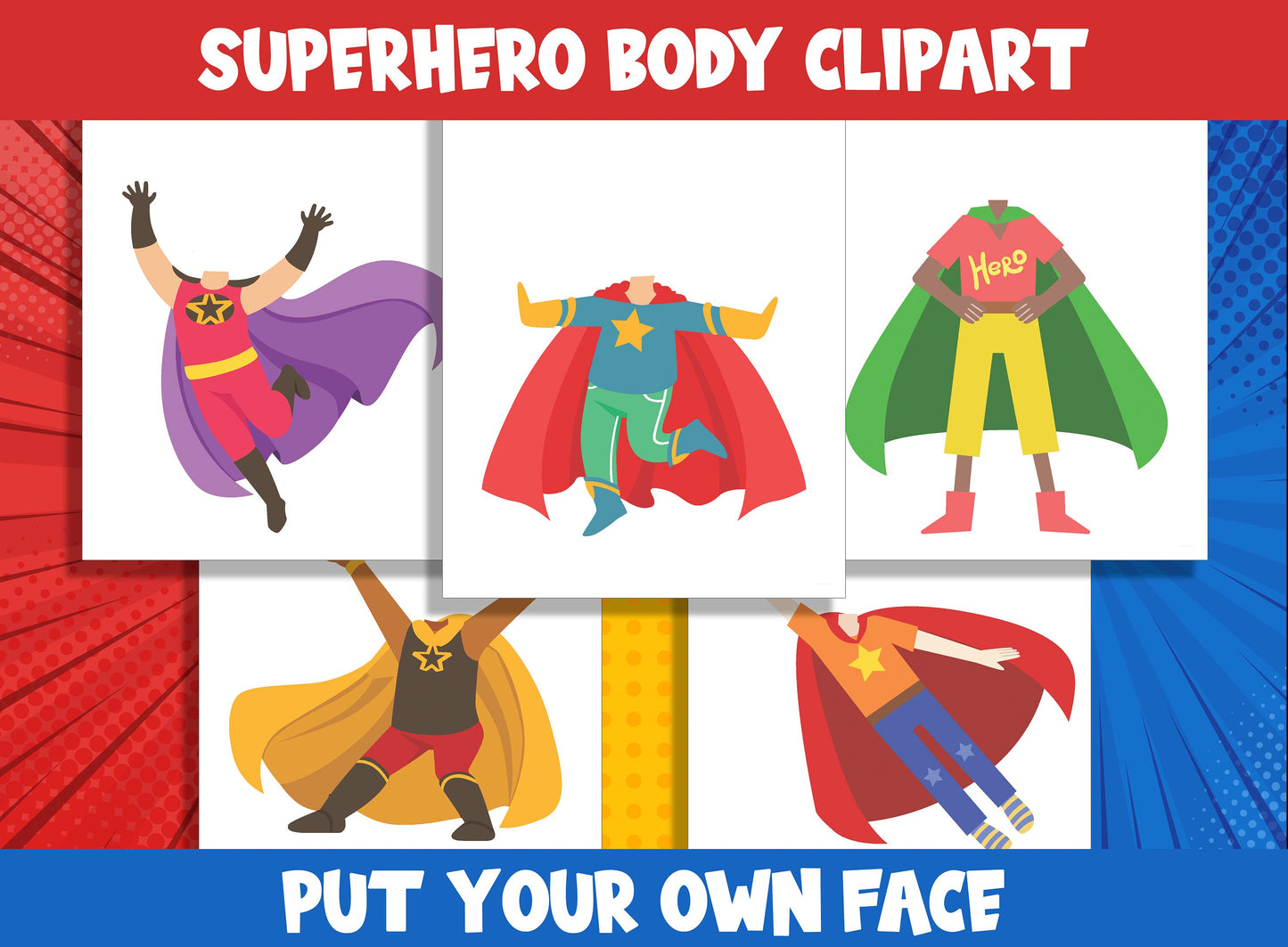 Printable Kids Superheroes Body Bundle, 20 Pages, PDF File, Instant Download