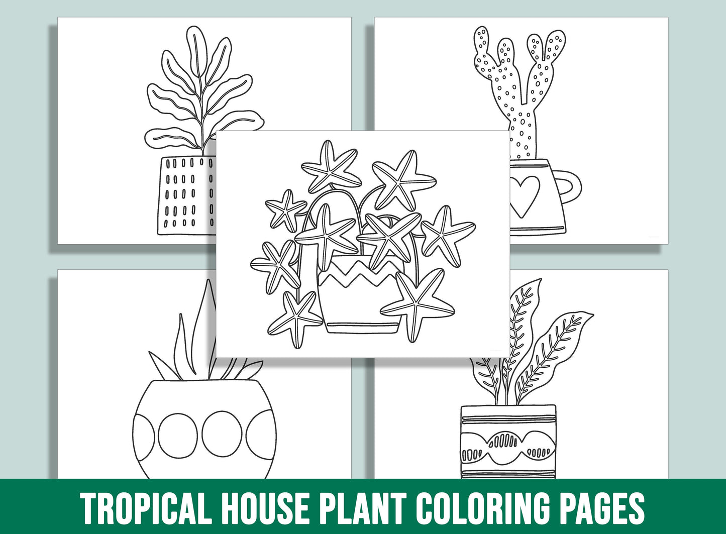 30 Tropical House Plant Coloring Pages: A Botanical Paradise to Color, PDF File, Instant Download