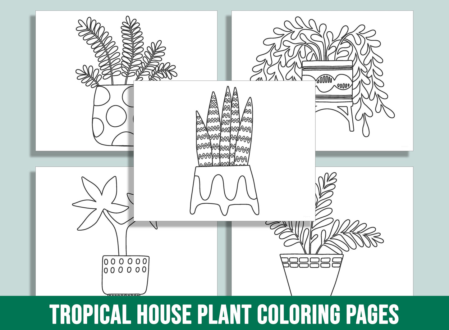 30 Tropical House Plant Coloring Pages: A Botanical Paradise to Color, PDF File, Instant Download