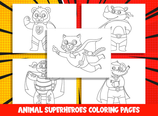 Animal Superheroes Coloring Pages: 20 Epic Designs, PDF File, Instant Download